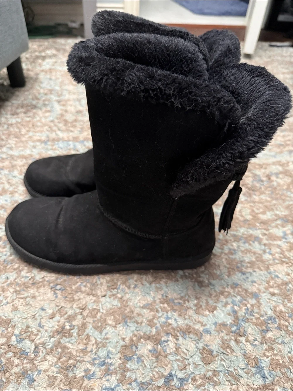 Black Women's Cozy Faux-Shearling Winter Boots 9M